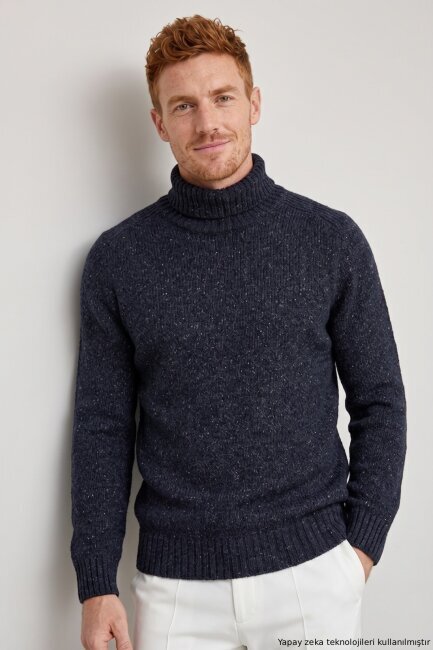 Navy Blue 100% Cotton Round Neck Sweater 