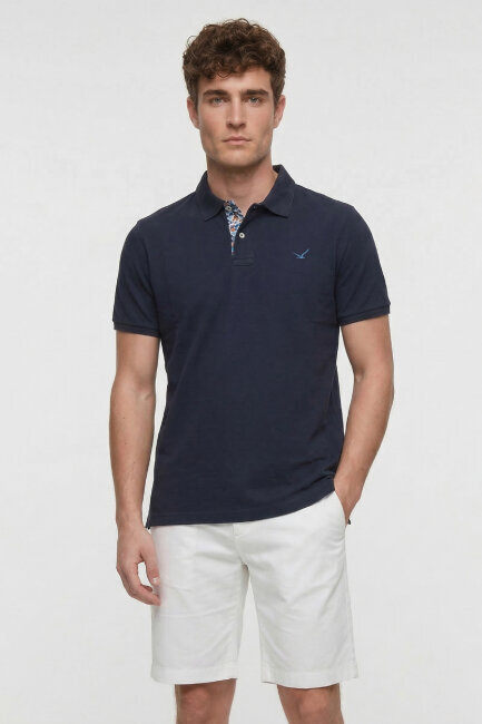 Navy Blue 100% Cotton Polo T-shirt 