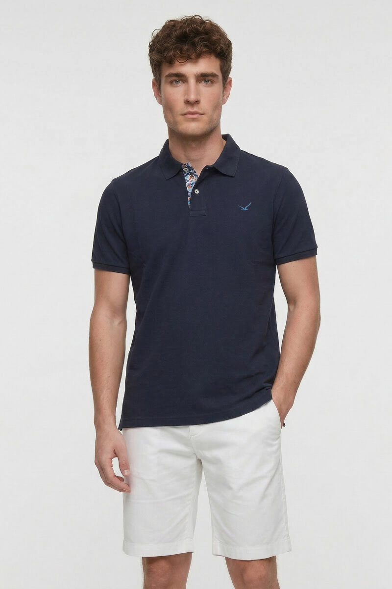 Navy Blue 100% Cotton Polo T-shirt