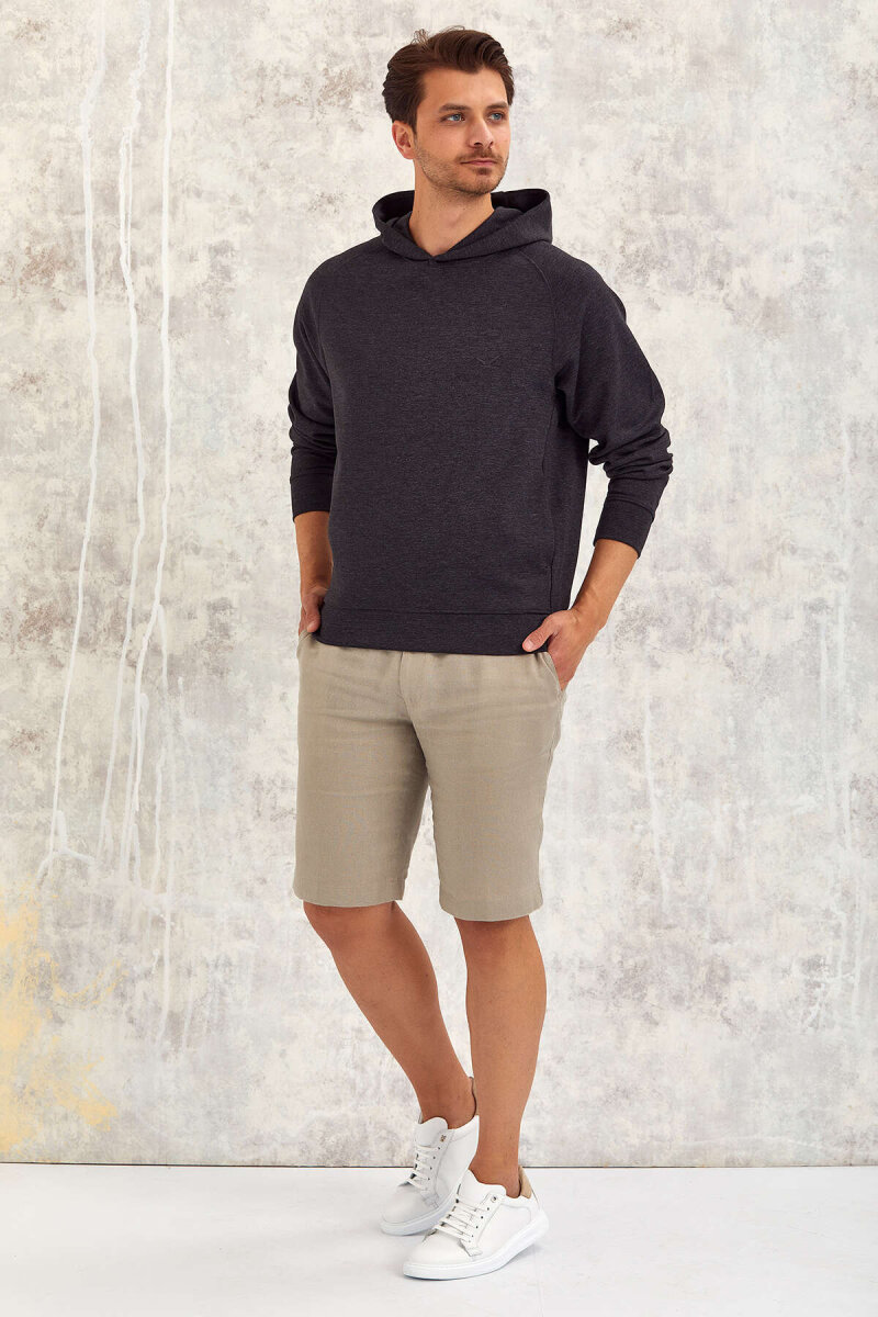 Anthracite Cotton Hooded Sweatshirt - 7