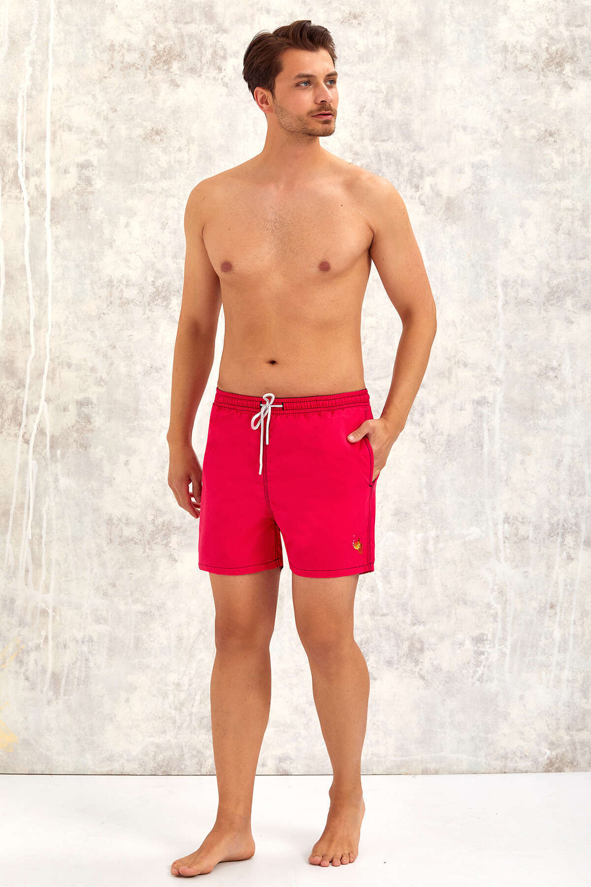 Fuchsia Fish Pattern Swim Shorts - 1