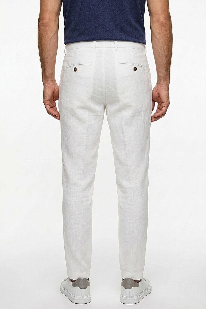 Beyaz %100 Keten Pantolon - 5
