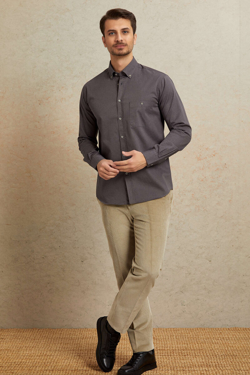 Grey 100% Cotton Shirt - 3