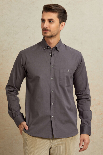 Grey 100% Cotton Shirt - 5