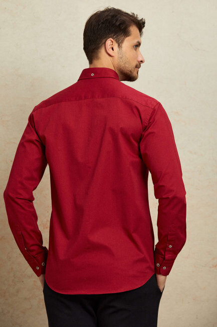 Burgundy 100% Cotton Shirt - 7