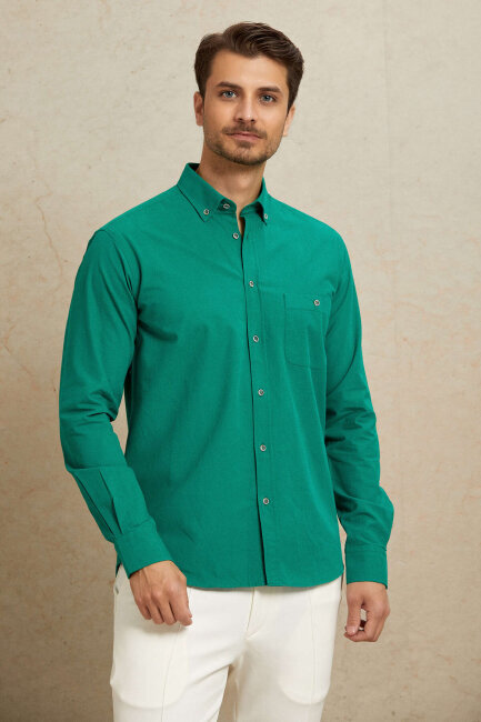 Green 100% Cotton Shirt - 5