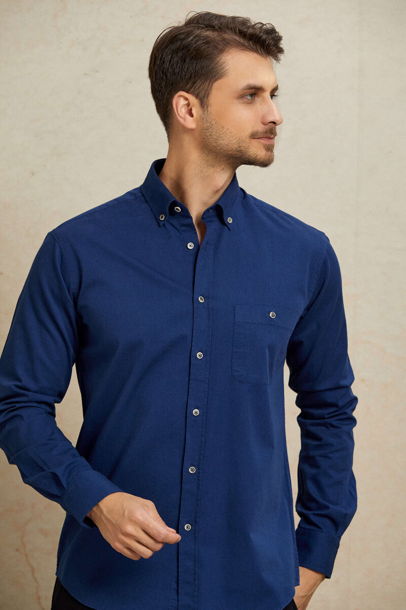 Navy Blue 100% Cotton Shirt (1)