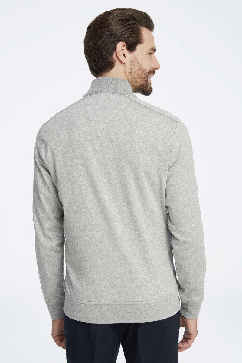 Grey Melange 100% Cotton Sweat Jacket - 4