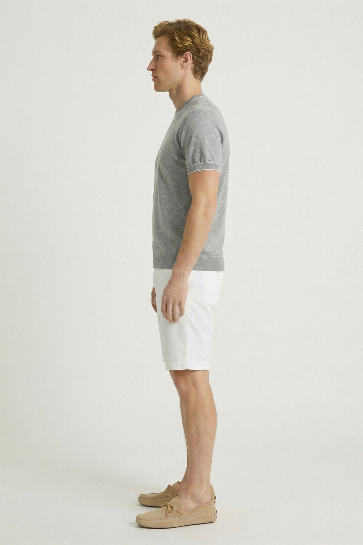 Gri Melanj %100 Pamuk Bisiklet Yaka Polo Kazak - 4