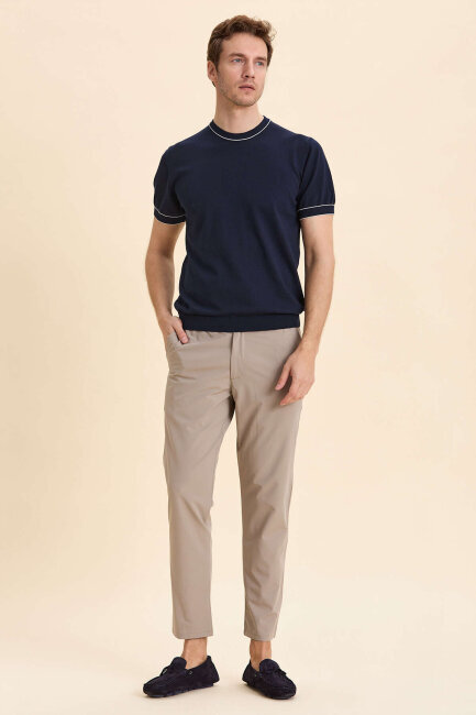 Lacivert %100 Pamuk Bisiklet Yaka Polo Kazak - 5