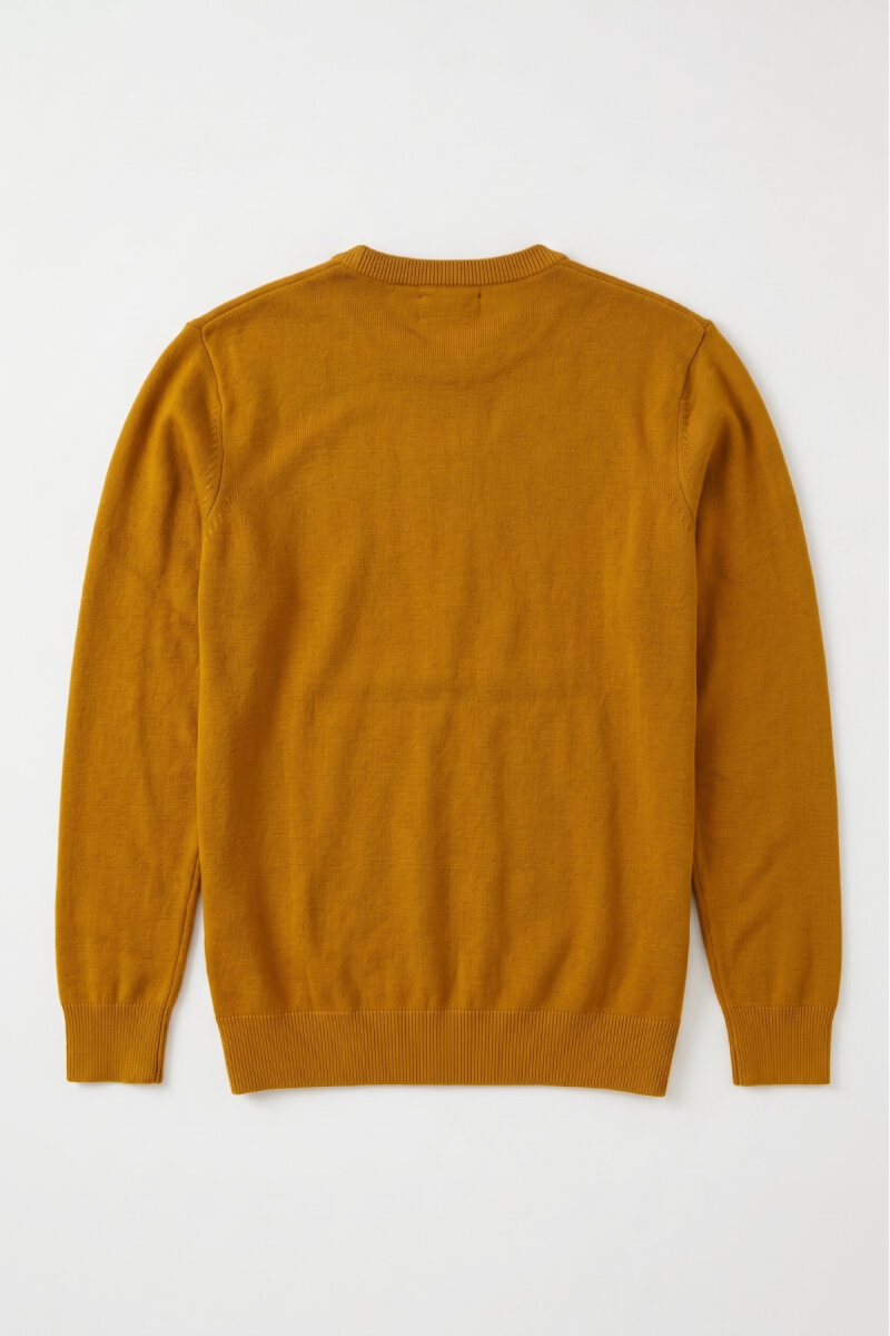 Mustard 100% Cotton Round Neck Sweater - 5