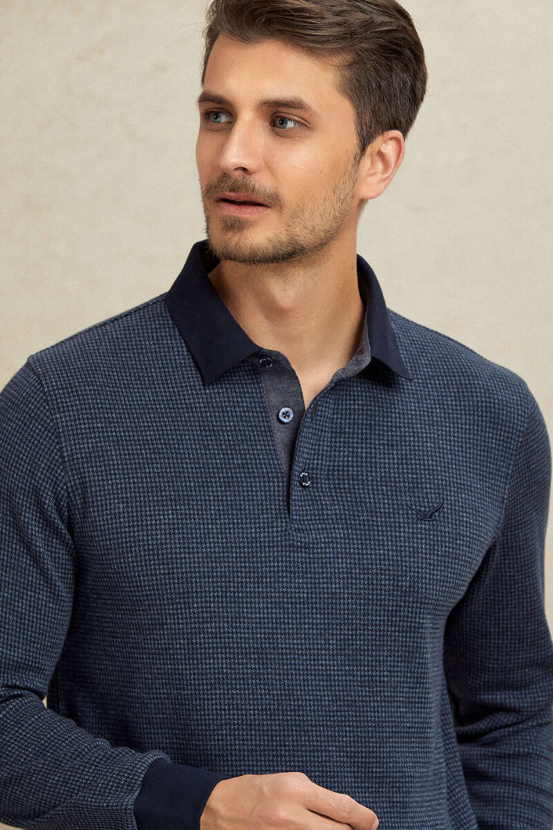 Antrasit Pamuklu Polo Sweatshirt (1)