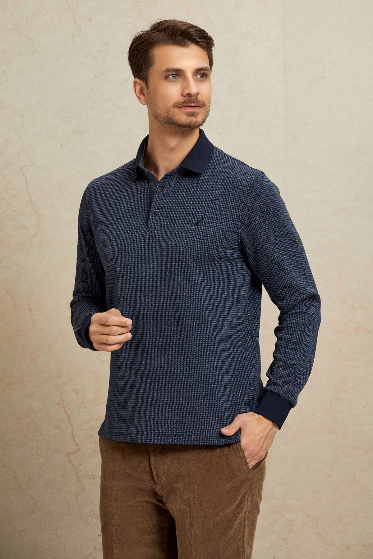Antrasit Pamuklu Polo Sweatshirt - 4