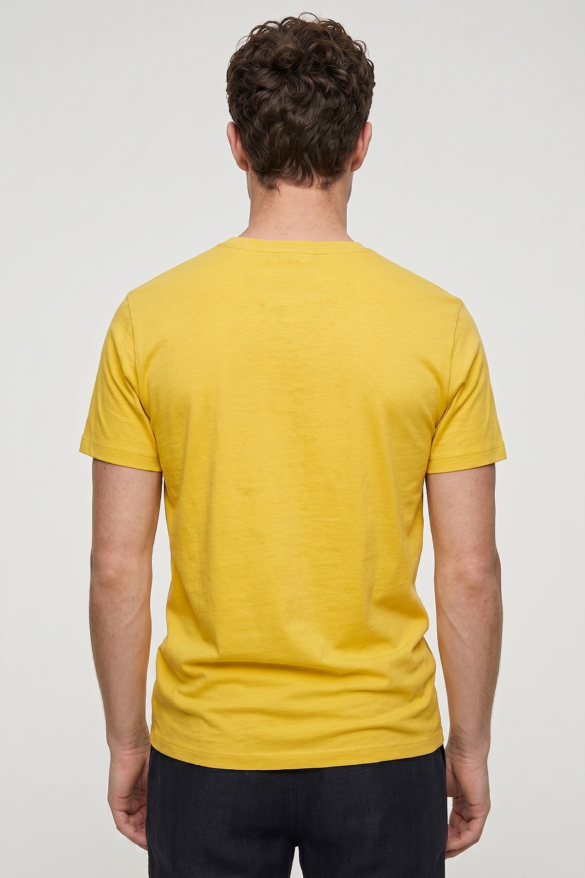 Sarı Pamuklu Basic Tişört - 5