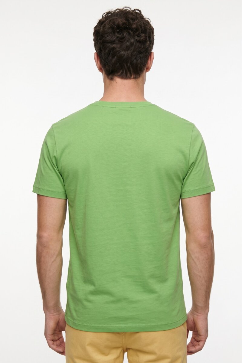 Yeşil Pamuklu Basic Tişört - 5