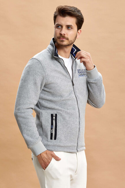 Grey Melange Zip-Up Sweatshirt - 2