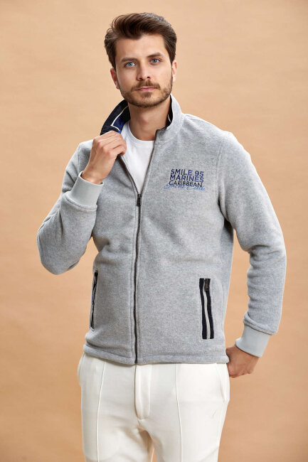 Grey Melange Zip-Up Sweatshirt - 6