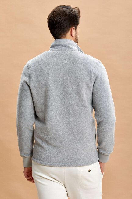 Grey Melange Zip-Up Sweatshirt - 9