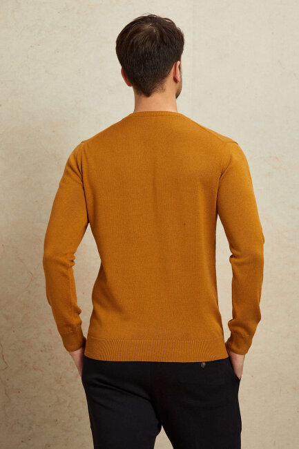 Mustard 100% Cotton V-Neck Sweater - 6