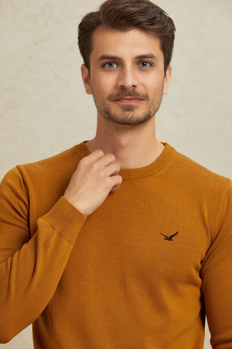 Hardal %100 Pamuk Yuvarlak Yaka Kazak (1)