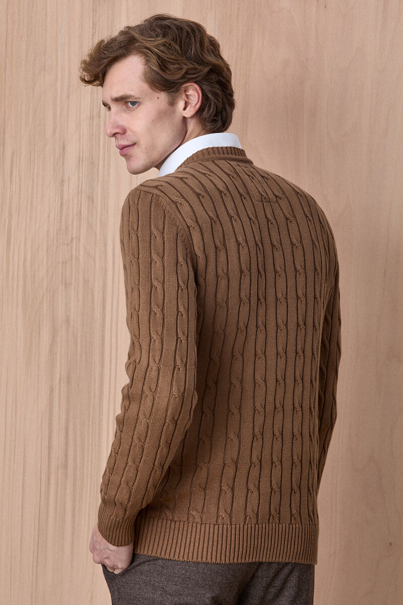 Camel 100% Cotton Crew Neck Sweater - 6