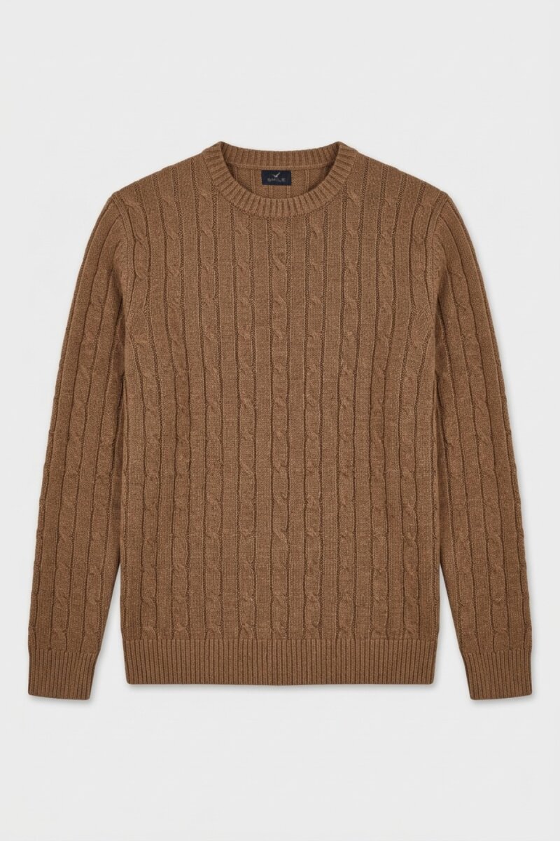 Camel 100% Cotton Crew Neck Sweater - 1