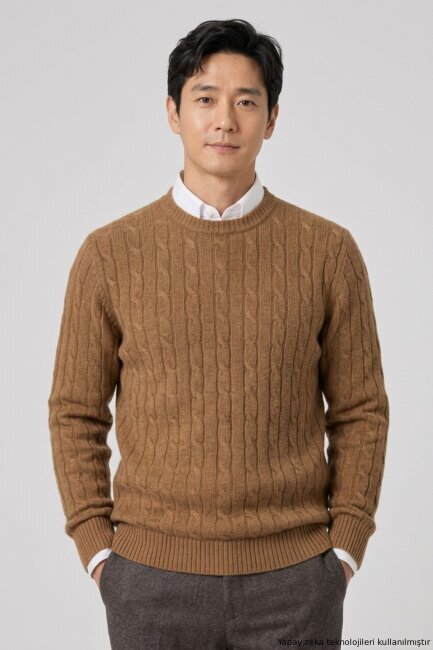 Camel 100% Cotton Crew Neck Sweater - 2