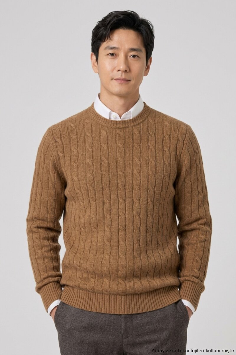 Camel 100% Cotton Crew Neck Sweater - 2