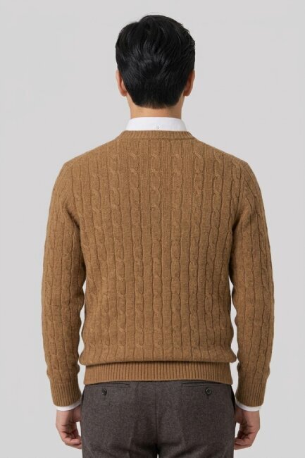 Camel 100% Cotton Crew Neck Sweater - 4