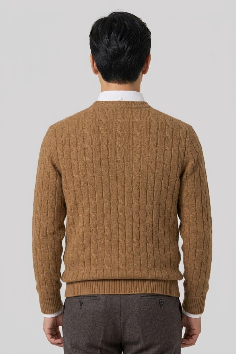 Camel 100% Cotton Crew Neck Sweater - 4