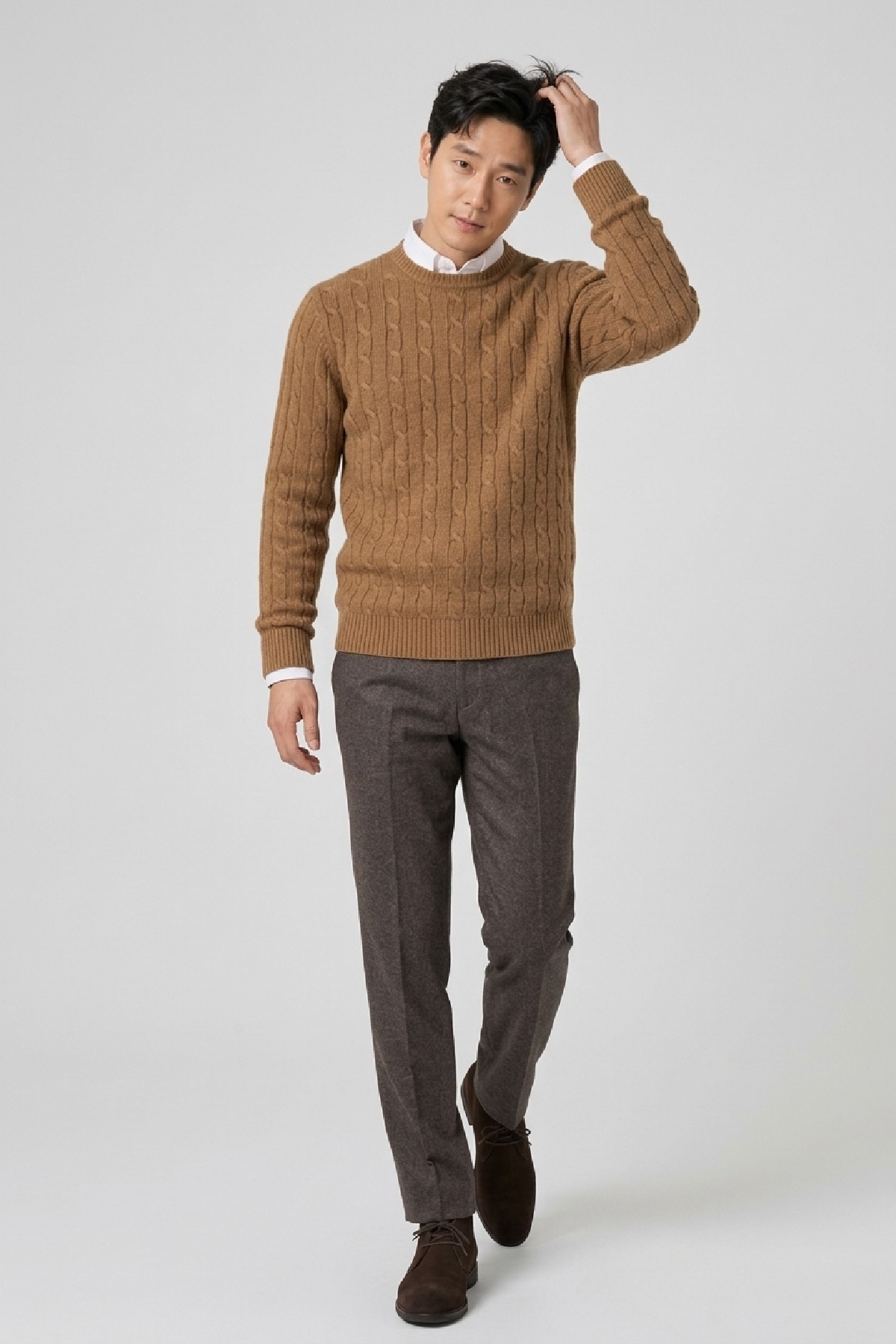 Camel 100% Cotton Crew Neck Sweater - 3