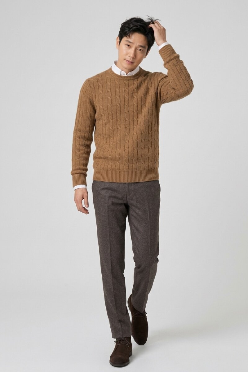 Camel 100% Cotton Crew Neck Sweater - 3