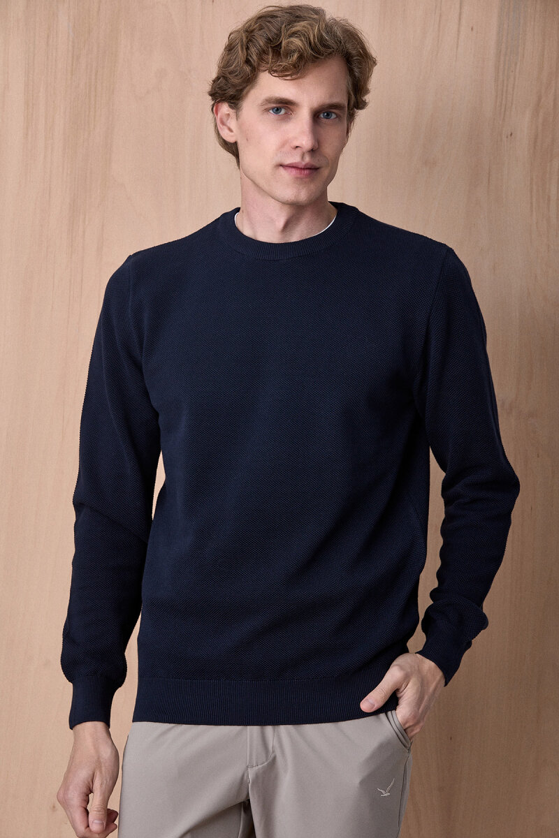 Lacivert %100 Pamuk Bisiklet Yaka Kazak - 3