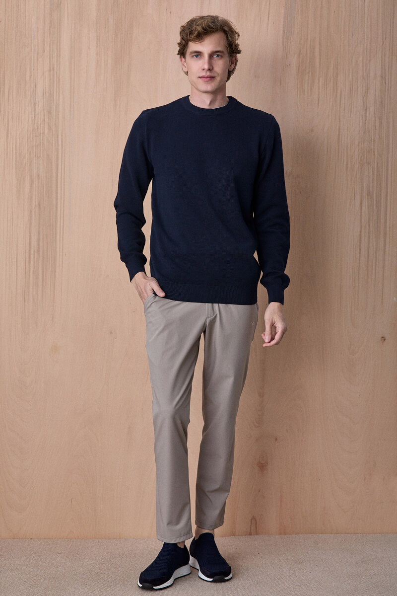 Lacivert %100 Pamuk Bisiklet Yaka Kazak - 5