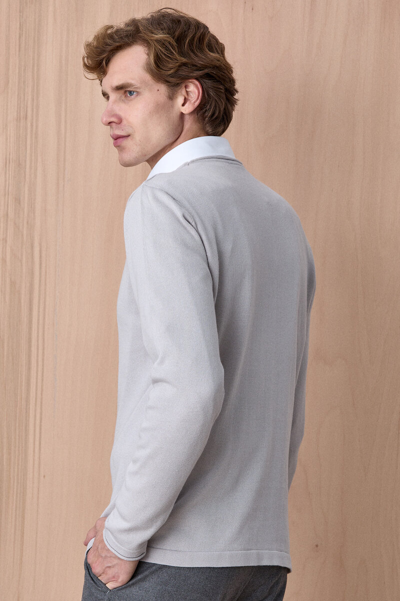 Buz Grisi %100 Pamuk Bisiklet Yaka Kazak - 6