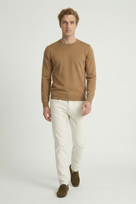 Camel %100 Pamuk Uzun Kollu İnce Kazak (1)