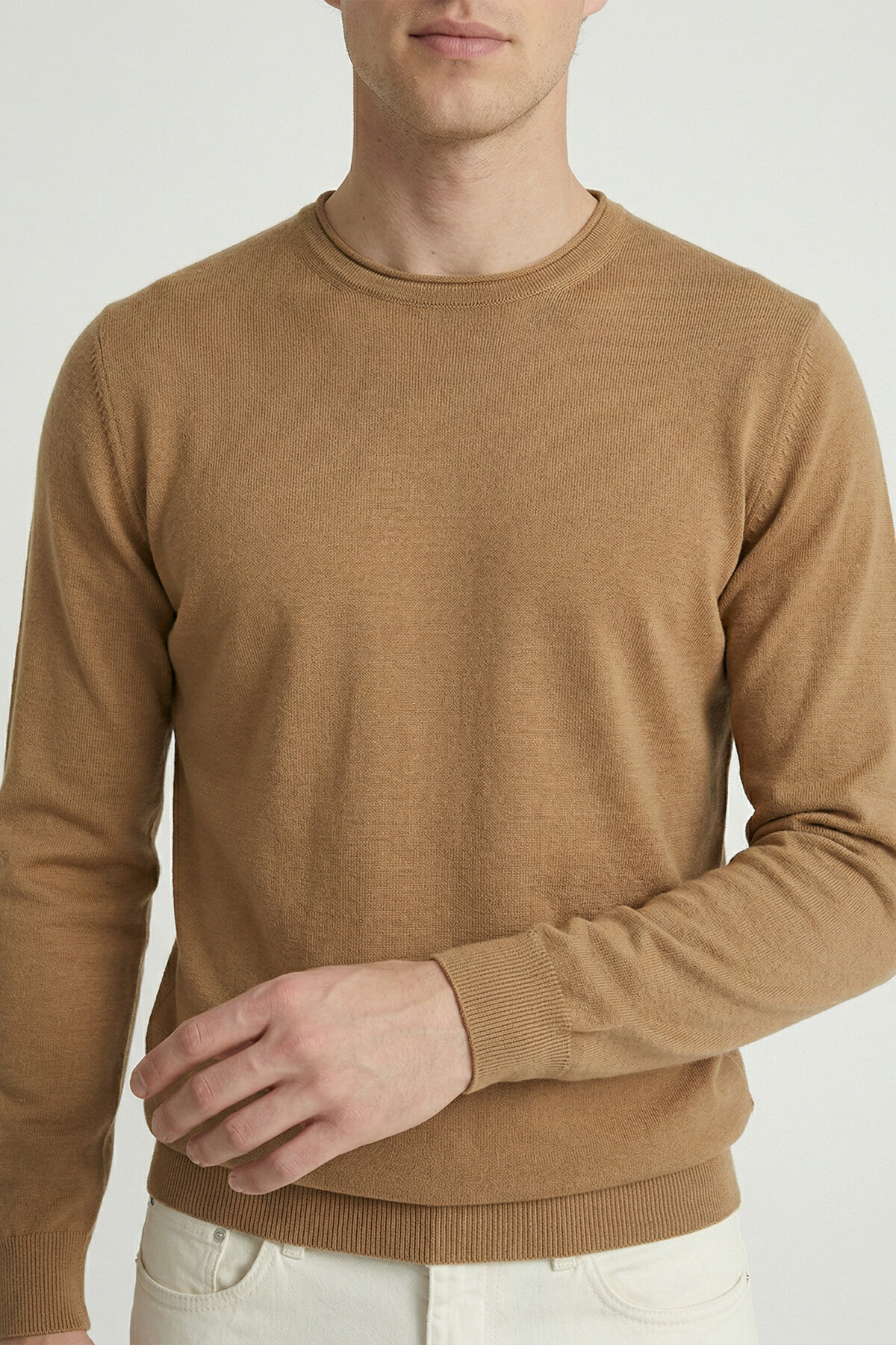 Camel %100 Pamuk Uzun Kollu İnce Kazak - 3