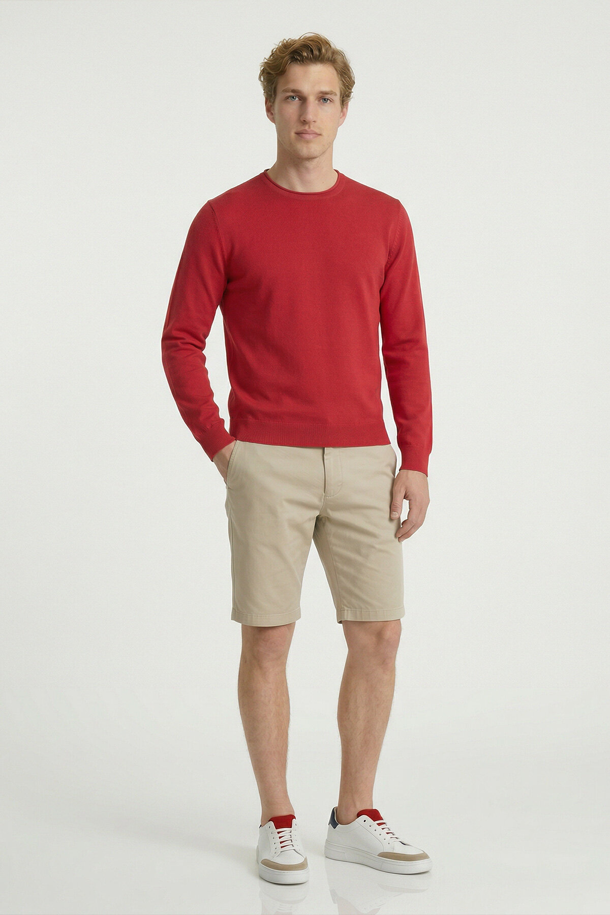 Pembe %100 Pamuk Uzun Kollu İnce Kazak - 5