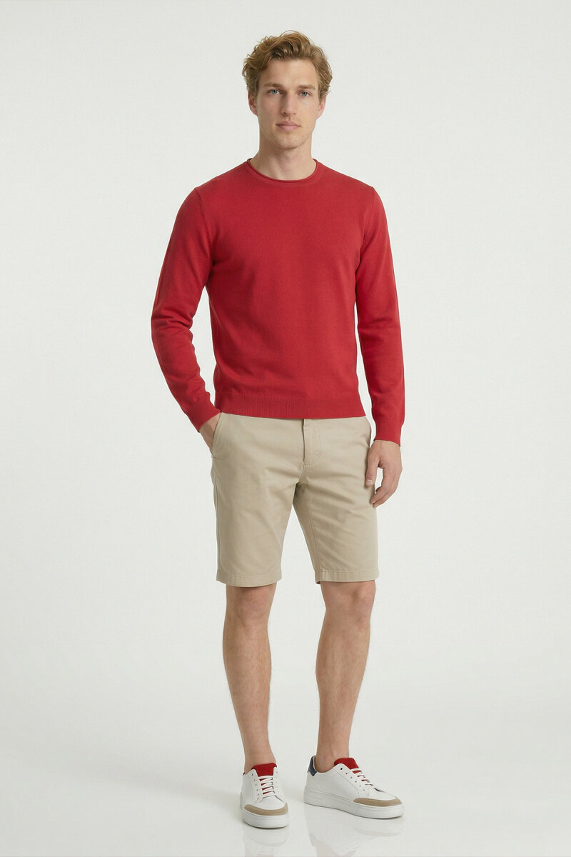 Pembe %100 Pamuk Uzun Kollu İnce Kazak - 5