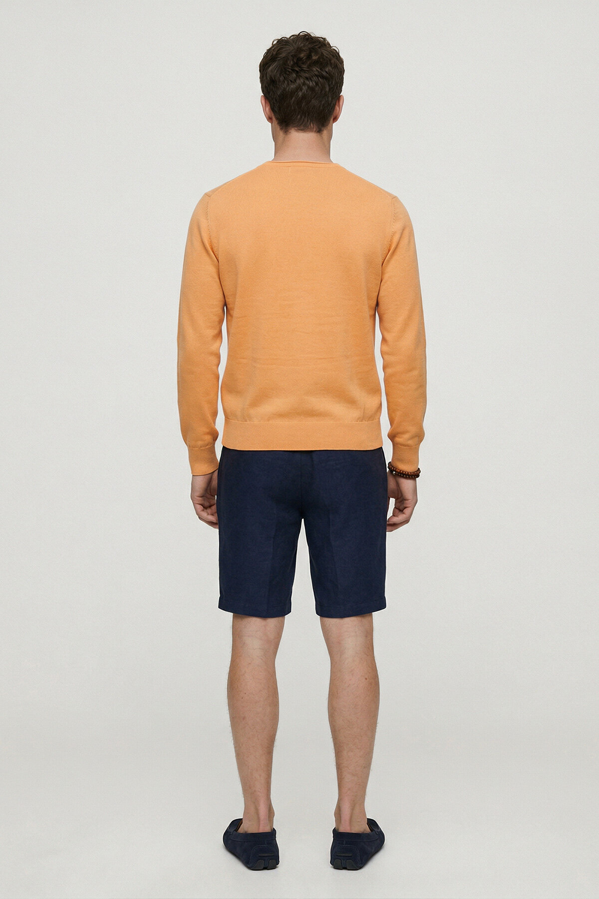 Turuncu %100 Pamuk Uzun Kollu İnce Kazak - 6