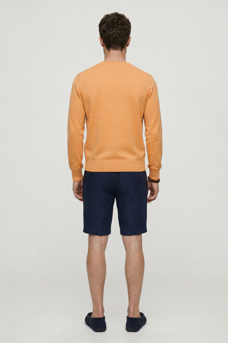 Turuncu %100 Pamuk Uzun Kollu İnce Kazak - 6