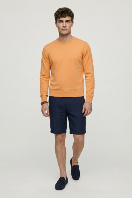 Turuncu %100 Pamuk Uzun Kollu İnce Kazak (1)