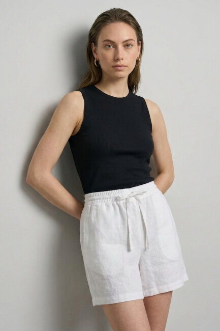 Beyaz %100 Keten Şort