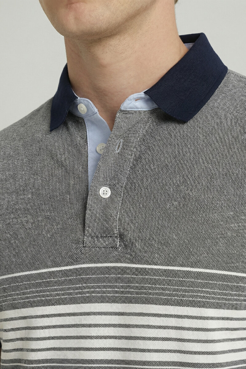 Gri %100 Pamuk Polo Tişört - 3