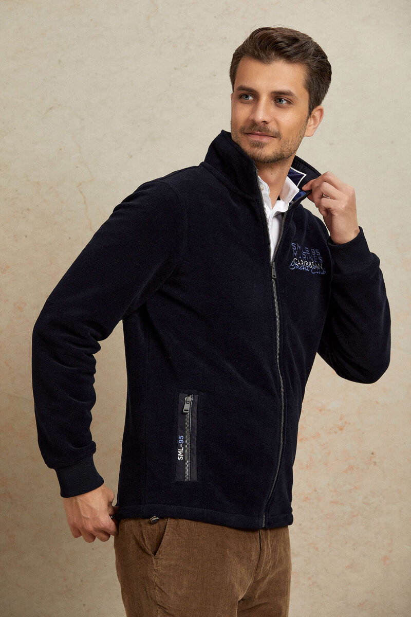 Lacivert Fermuarlu Sweatshirt - 4