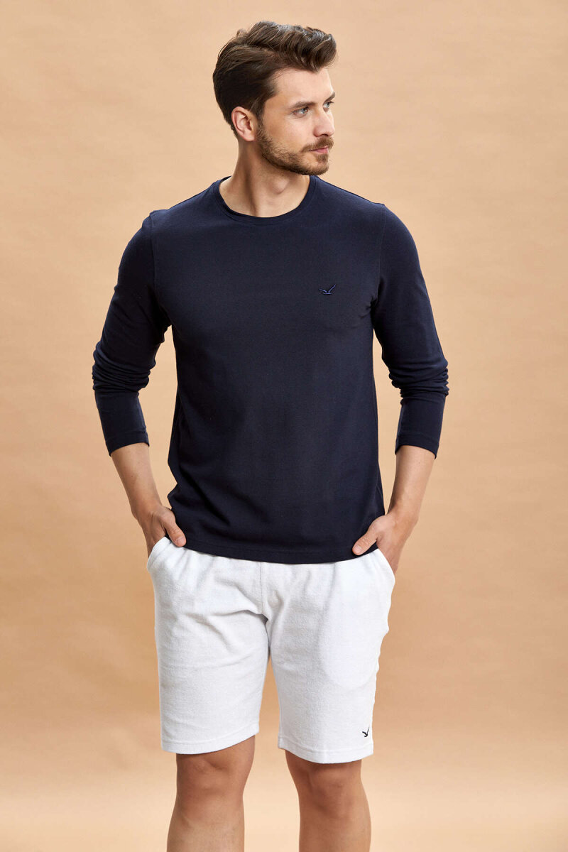 Navy Blue Cotton Sweatshirt - 6