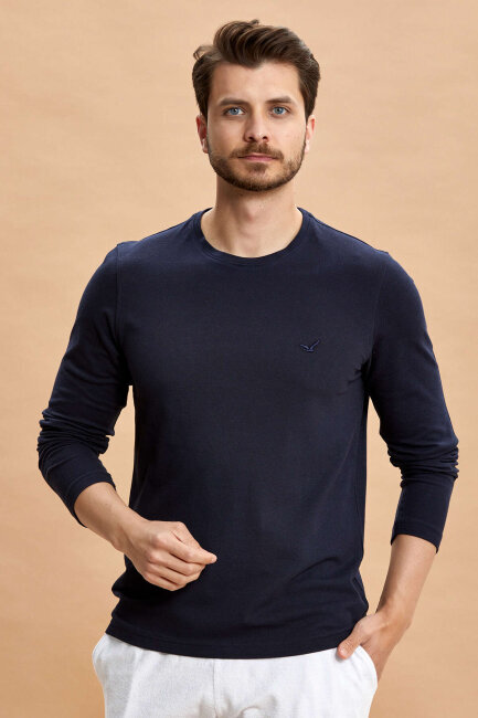 Navy Blue Cotton Sweatshirt - 1