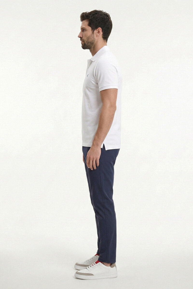 Beyaz %100 Gazeli Ege Pamuğu Polo Tişört - 4