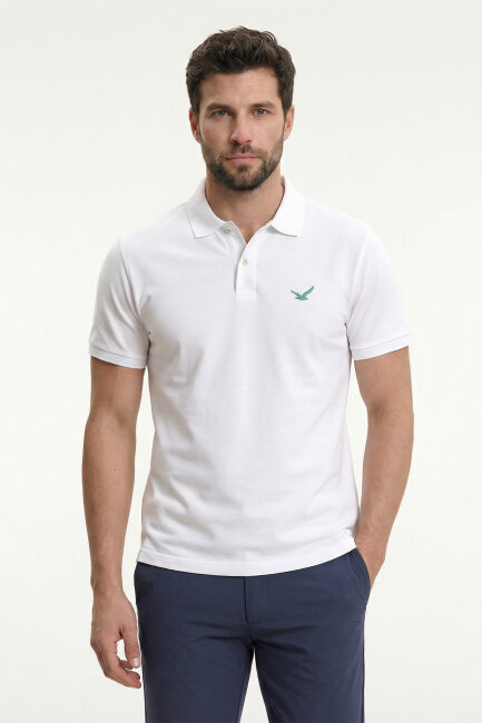 Beyaz %100 Pamuk Polo Tişört 