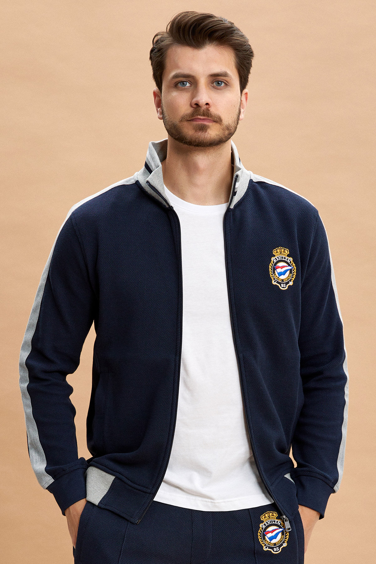 Navy Blue 100% Cotton Sweatshirt - 1